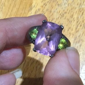 Amethyst and peridot sterling 925 silver ring